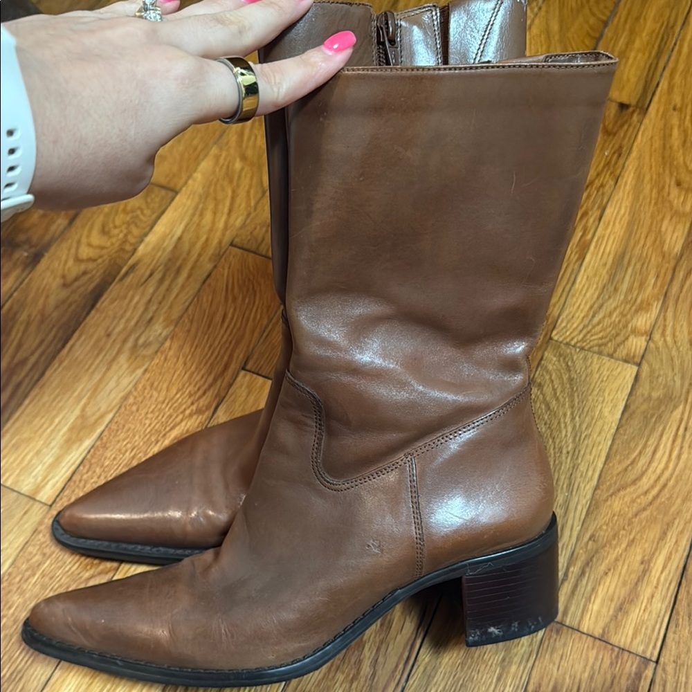Bronx Brown Heeled Leather Boots